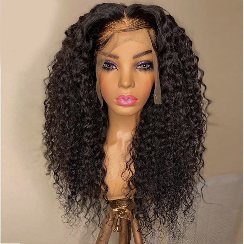 Wholesale Lace Front Black Long Mid Divides Wigs HD Full Lace Hand-wound Tube High Temperature Silk Wig With Lace