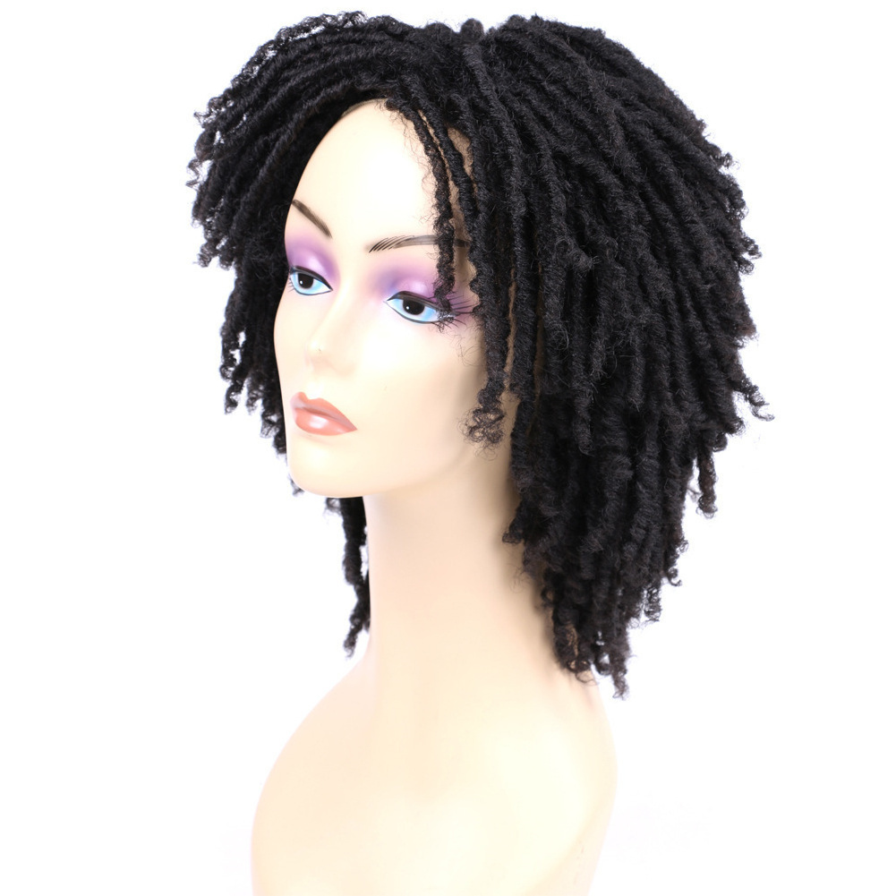 Hot Dreadlock Wig Short Twist Wigs For Black Women And Men Afro Curly Synthetic Wig