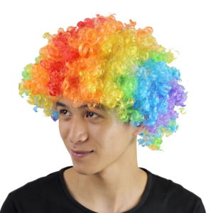 Cheap Afro Clown Wig Wholesale Party Synthetic Wigs Football Fans Wig Halloween Carnival Short Curly hair