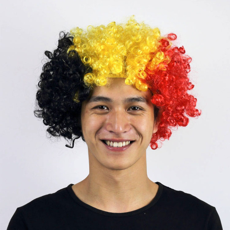 Ireland Funny Toupee Flag Colorful Curly wigs Wholesale Synthetic Party Football Clown Wig Cheap Factory Seller Afro Hair