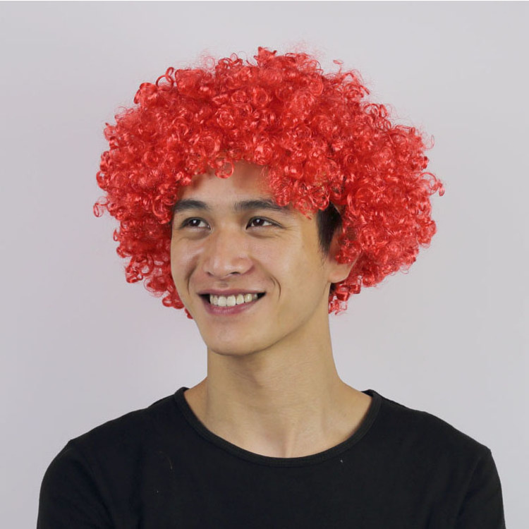 Cheap Afro Clown Wig Wholesale Party Synthetic Wigs Football Fans Wig Halloween Carnival Short Curly hair