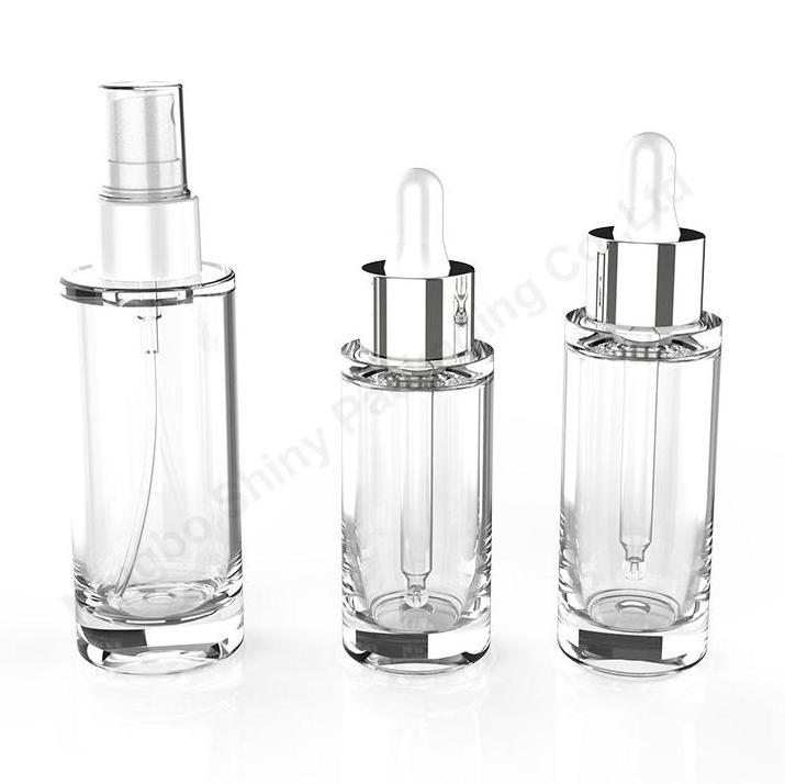 Luxury 30ml 40ml 50ml Cylinder Clear Amber Beard Hair Essential Oil Serum Plastic Heavyweight Dropper Bottle with Eye Dropper