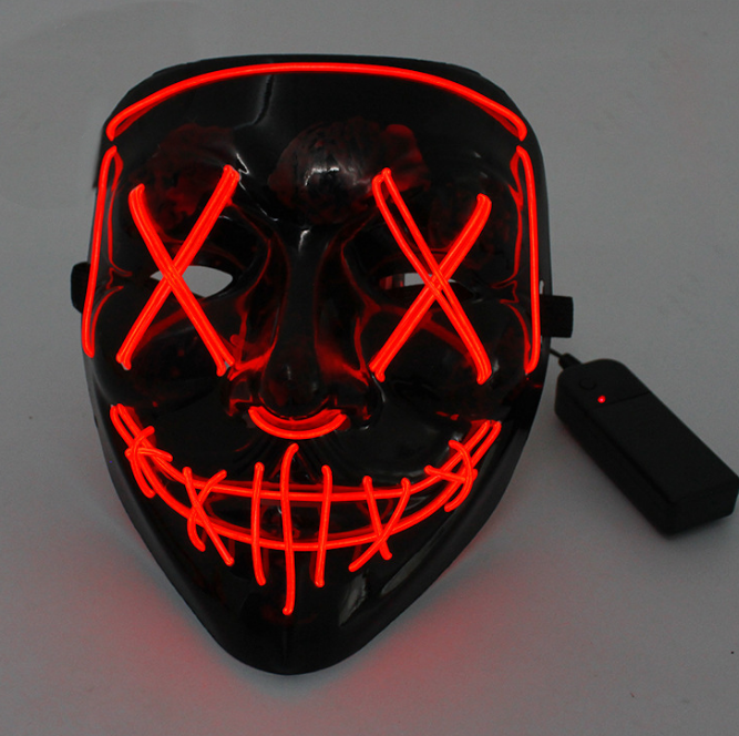 Halloween LED Clown Mask  Cosplay Costume Party Light up Scary Purge Mask for Adults