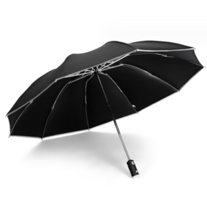 Led Light Automatic Large Windproof Umbrellas Compact Umbrella Reverse Umbrella with Reflective Stripe