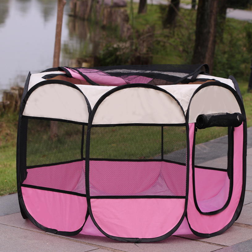 Fold able Oxford Cloth Mesh Fabric Puppy Traveling Exercise Carry Cage Pet Playpen Cat House Dog Kennel