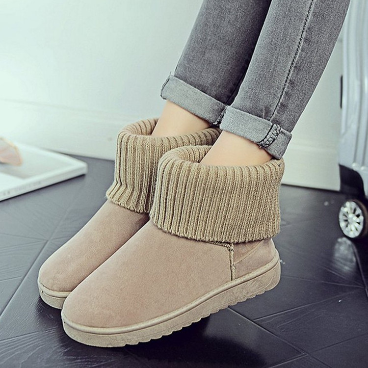 Hot sale woman plush warm anti season round head Cold Weather Winter Combat Boots