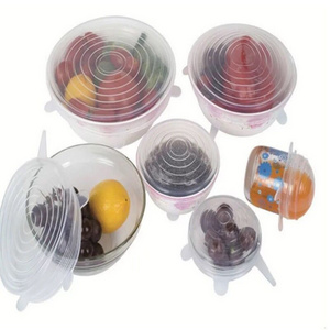 6pcs Set 5 Colors Reusable Silicone Stretch Lids Fresh Saver Food Kitchen Storage Wraps Cover silicone stretch cover