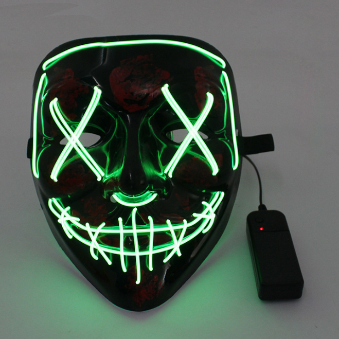 Halloween LED Clown Mask  Cosplay Costume Party Light up Scary Purge Mask for Adults