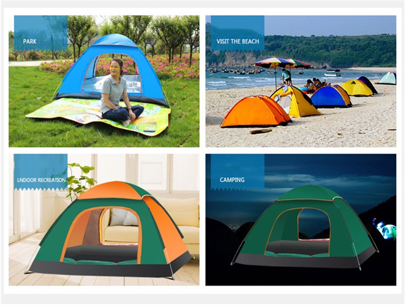 Automatic Windproof Waterproof Double Layer Portable Hiking Outdoor 3 Person Fast Open Camping Tent