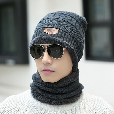 Warm Winter Knitted Hat and Scarf Set Stylish Knit Hat for Men Women