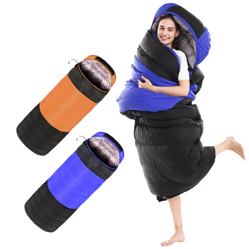 Manufacturers ultra light weight blue pink mountain tourism down feather usb heating sleep bag