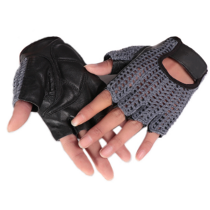 Real Soft Leather Mesh Net Fingerless Driving Weight Training Cycling Para Push Leather Hatch wheelchair gloves