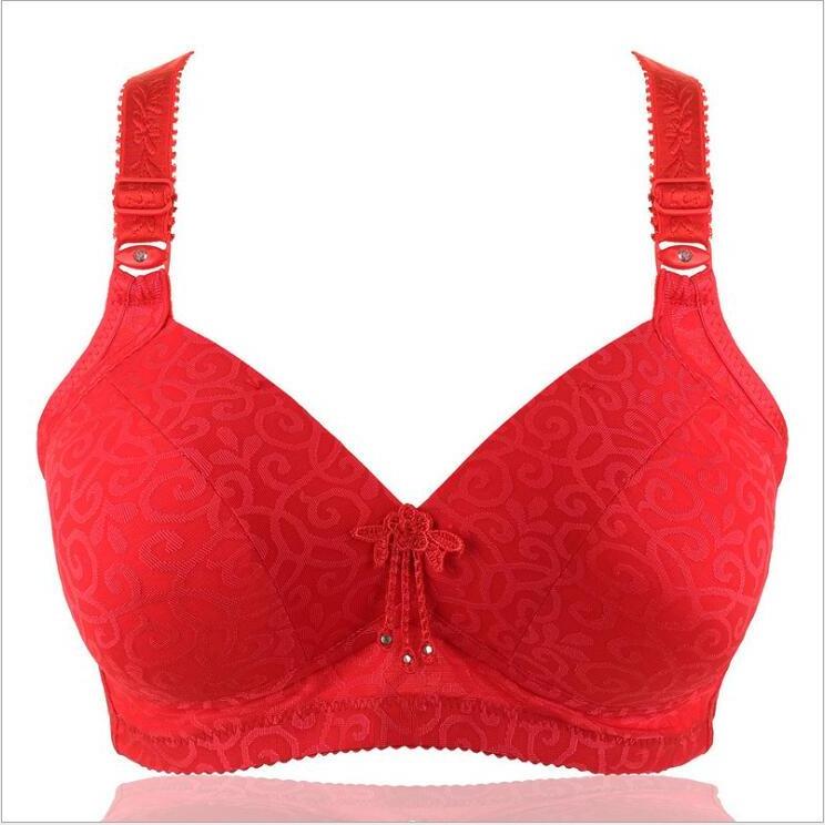 Plus Size Wire Free gather cotton full cup mother elderly women underwear bra