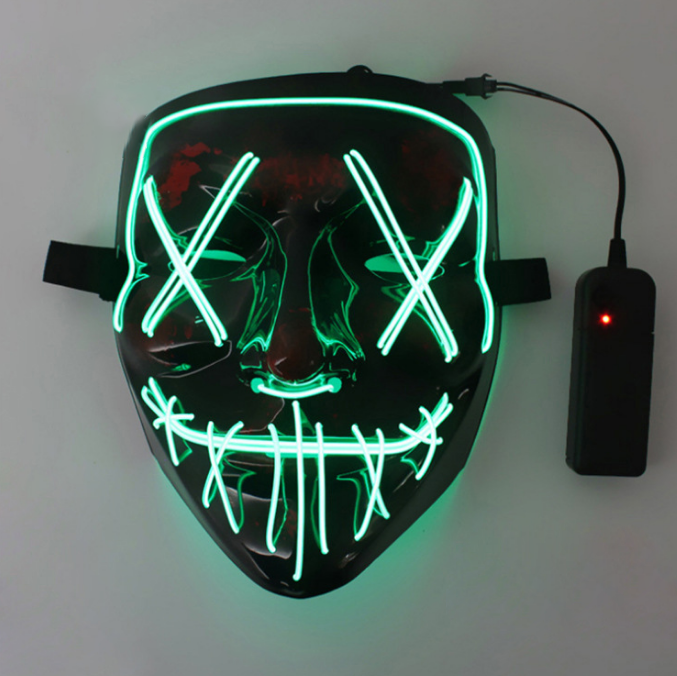 Halloween LED Clown Mask  Cosplay Costume Party Light up Scary Purge Mask for Adults