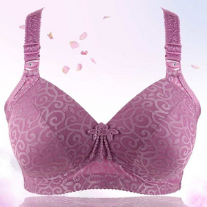 Plus Size Wire Free gather cotton full cup mother elderly women underwear bra