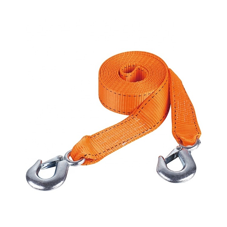 Retractable truck tow rope car emergency heavy duty tow strap rope two hook strap with forged hooks for boat