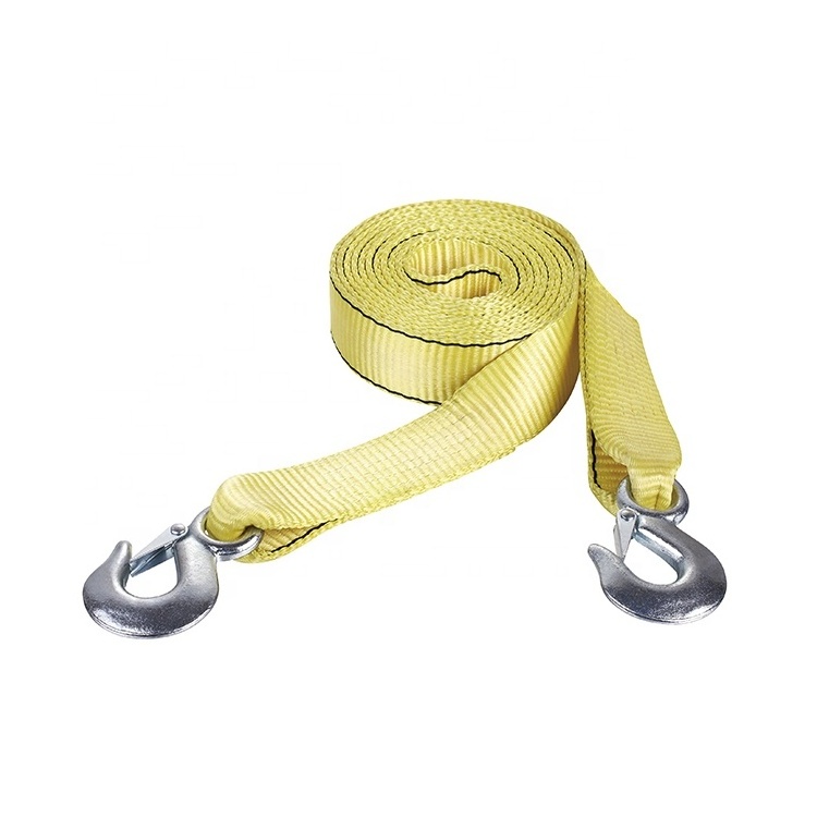 Retractable truck tow rope car emergency heavy duty tow strap rope two hook strap with forged hooks for boat