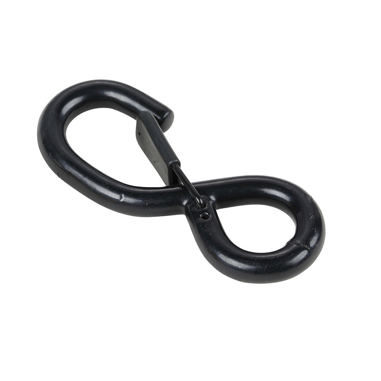 Flat Black PVC coated small closing clip s hooks with spring for crafts