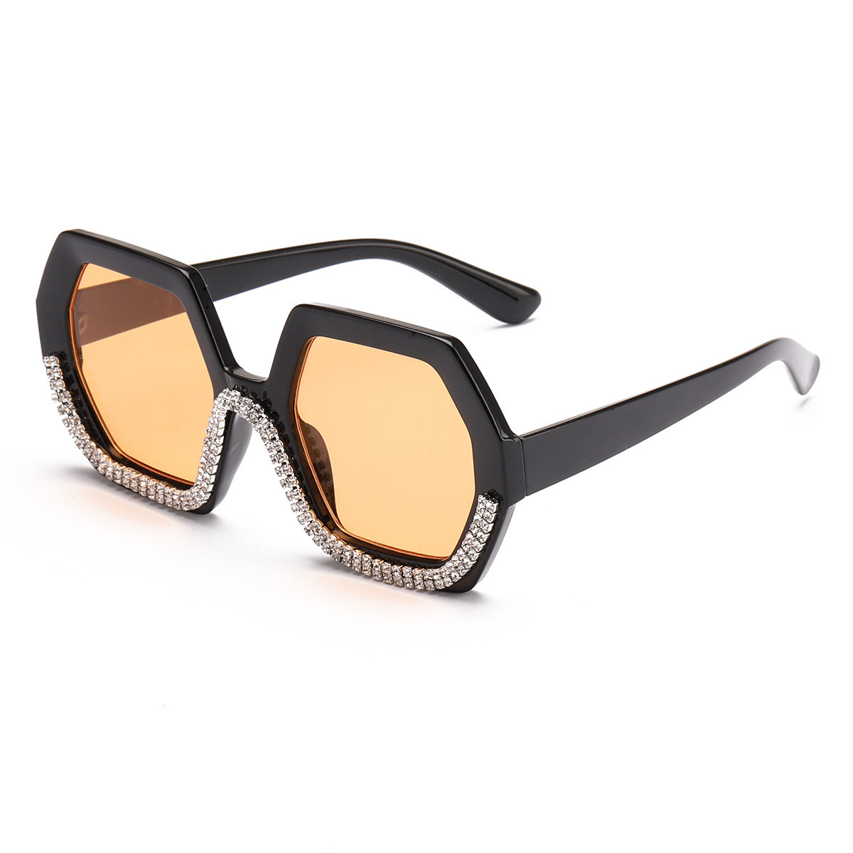 Vintage hexagon PC frame diamond men women shade eyewear sunglasses