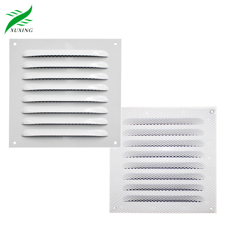 HVAC Ventilation Galvanized Stamping Steel Air Vent Grille Cover Metal Square Louver Punch Plate With Metal Net