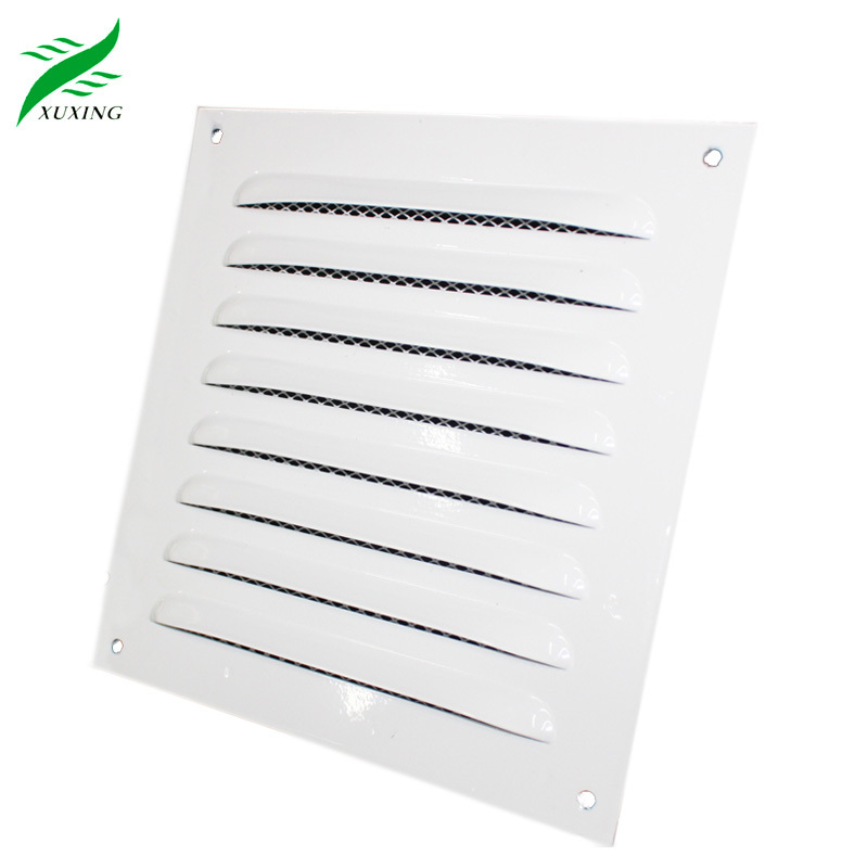 HVAC Ventilation Galvanized Stamping Steel Air Vent Grille Cover Metal Square Louver Punch Plate With Metal Net