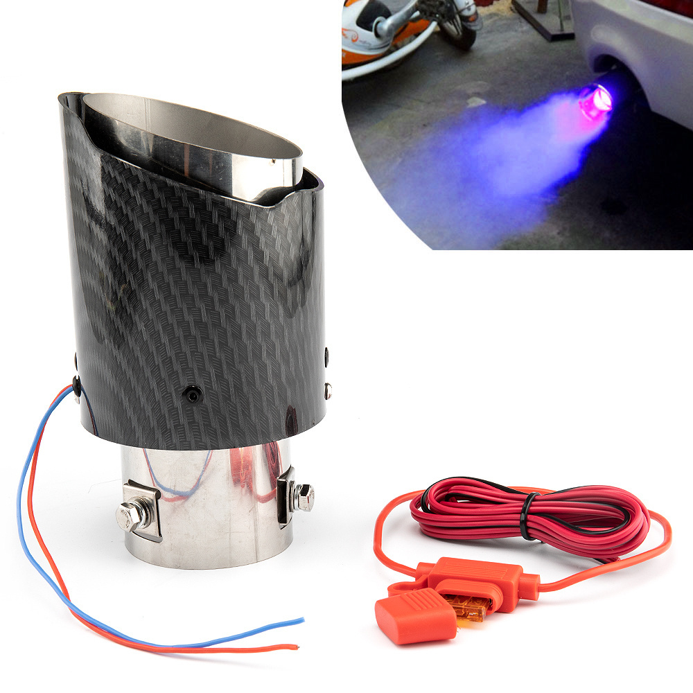 Universal Exhaust Muffler Tip Tail Pipe Red Luminous LED For 35-63mm