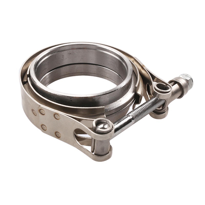 Overseas spot auto parts stainless steel throat 304 flange clamp v-type clamp pipe hoop car modified exhaust pipe