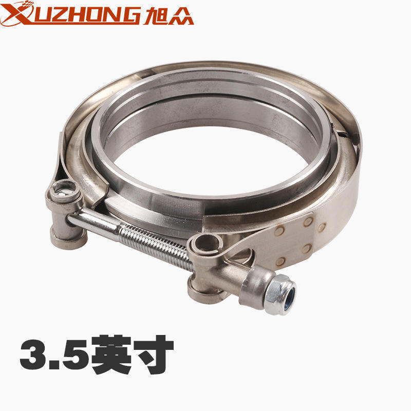 Overseas spot auto parts stainless steel throat 304 flange clamp v-type clamp pipe hoop car modified exhaust pipe