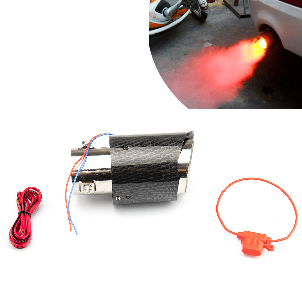 Universal Exhaust Muffler Tip Tail Pipe Red Luminous LED For 35-63mm