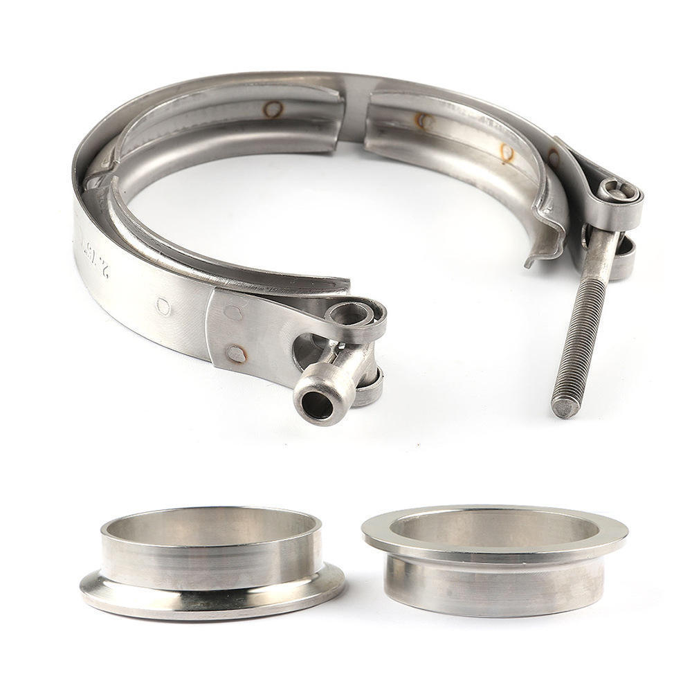 Overseas spot auto parts stainless steel throat 304 flange clamp v-type clamp pipe hoop car modified exhaust pipe