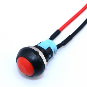 12mm self-locking small waterproof push button switch round mushroom head long push button switch