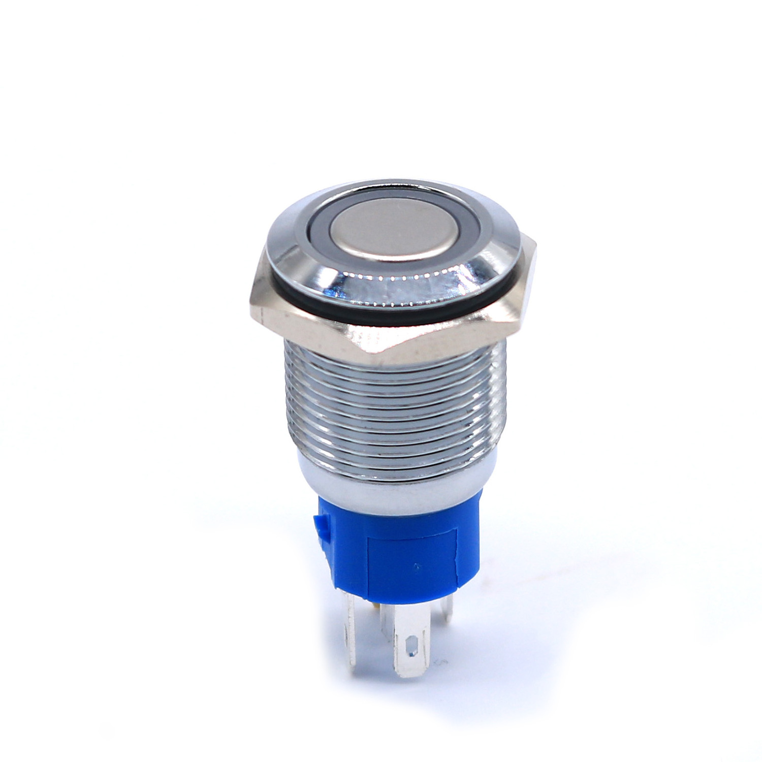 22mm Lighted Switches Illuminated Metal Flat Round 12v Blue Led Waterproof Push Button switch