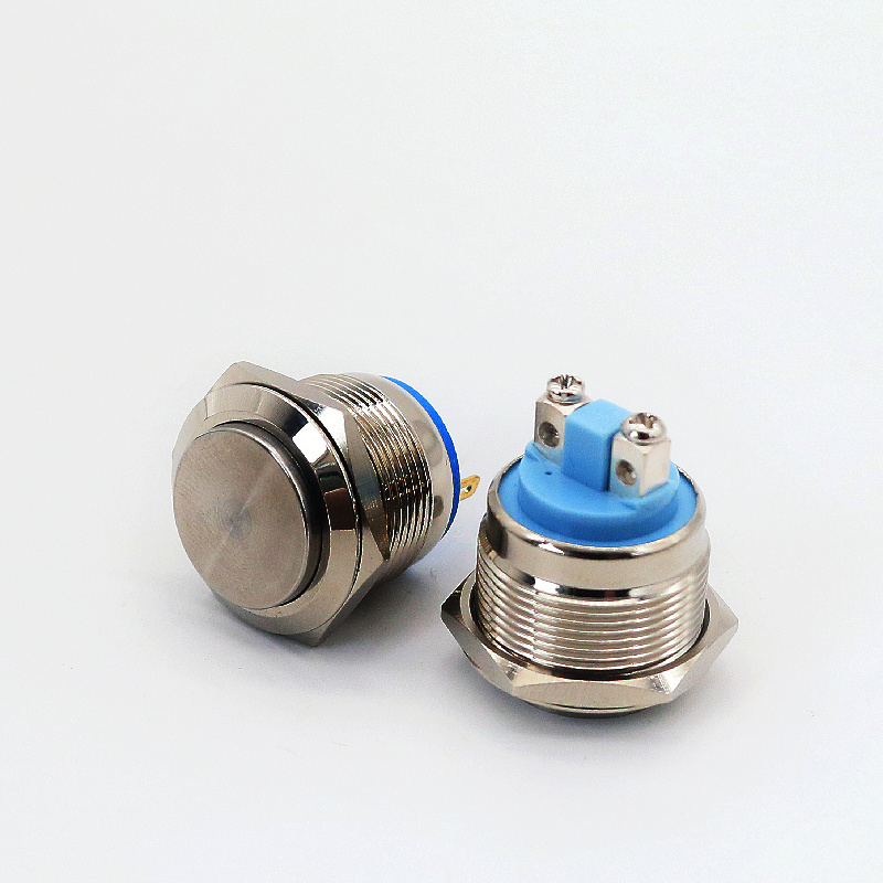 12v Metal Button Switch Lampless Self-locking 19mm Screw Feet Push Button Switch