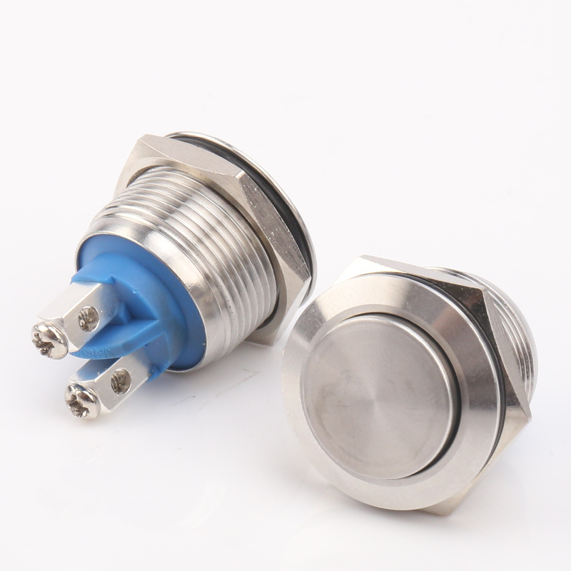 19mm Momentary Latching Explosion Proof Switch High Flat Metal Push Button Switch Without Lamp