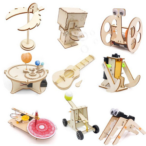 Kids Fun Building STEM toys educational Balancing 3D Wooden Assembly Model Car Science Kit for Kids