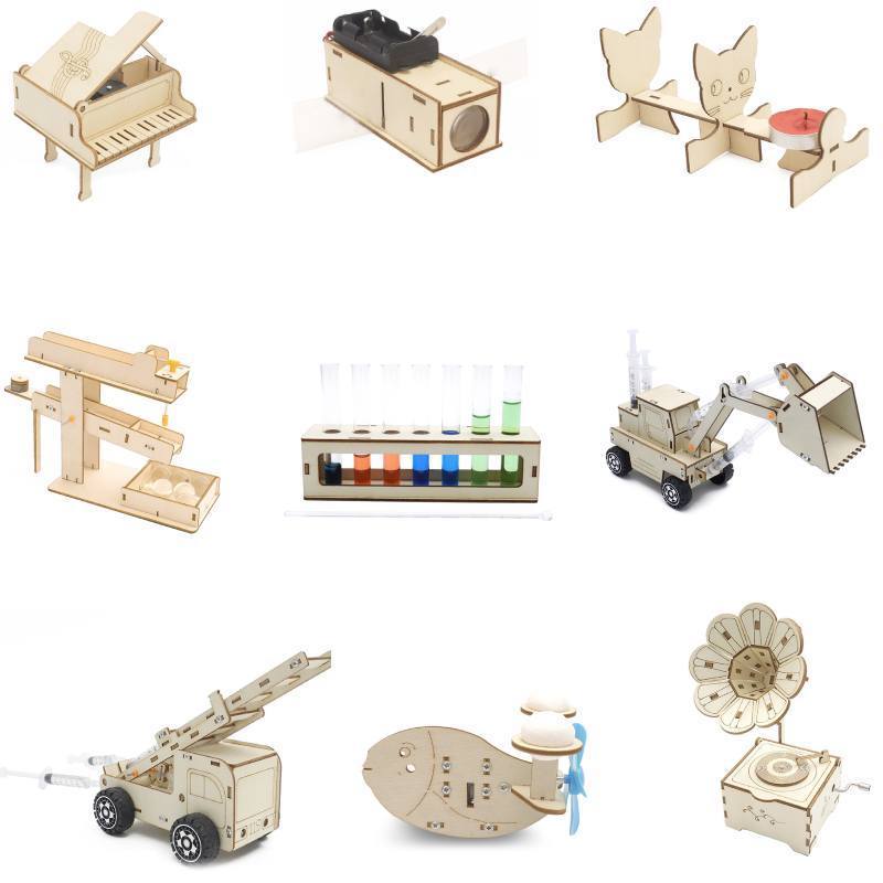 100 Styles Kids Fun Building Stem Toys Educational Balancing 3d Wooden Assembly Model Car Science Kit for Kids