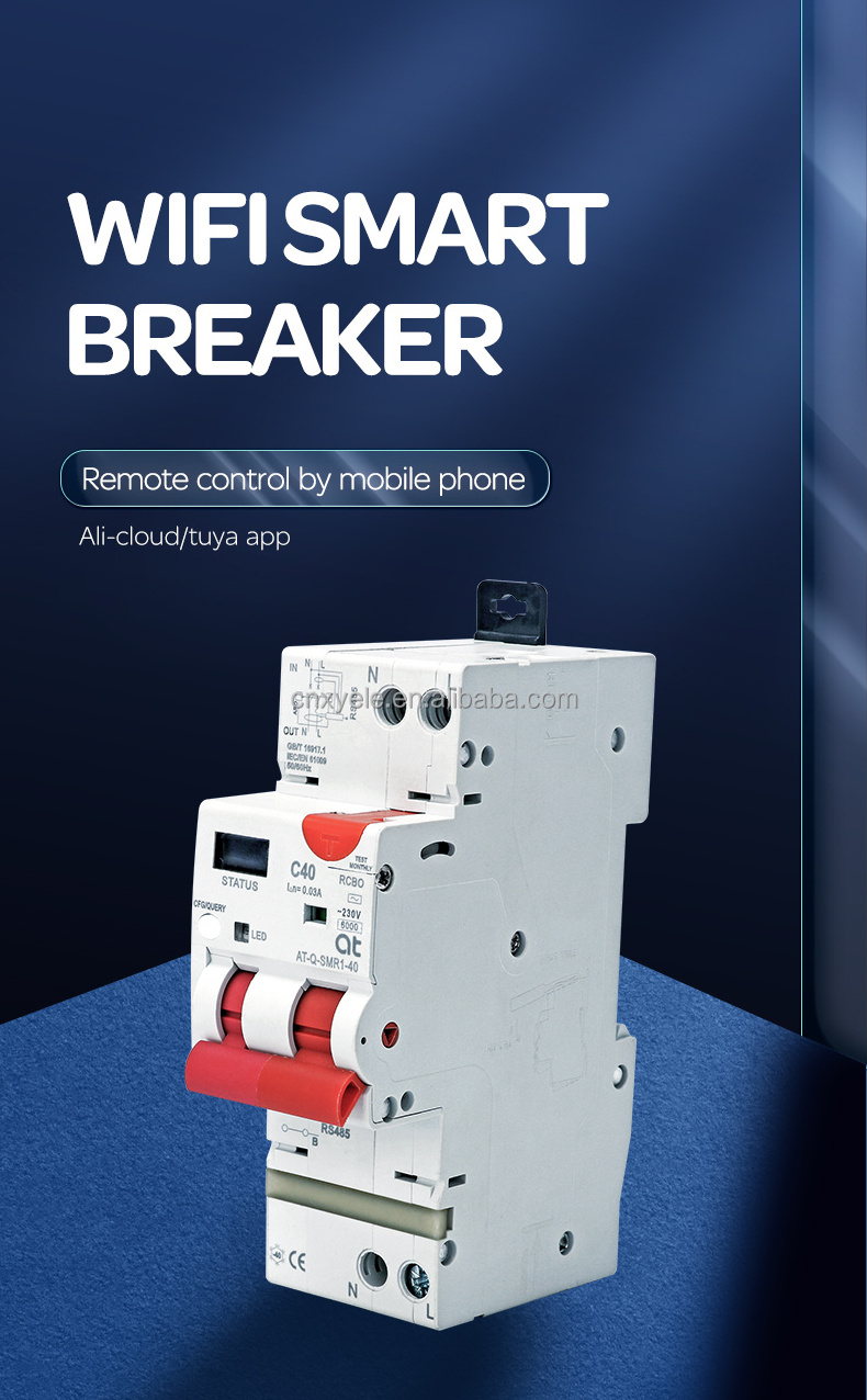 WIFI RCBO Current Circuit Breaker tuya smart Overload Overvoltage/Undervoltage Over Current Leakage Protection Reclosing Switch