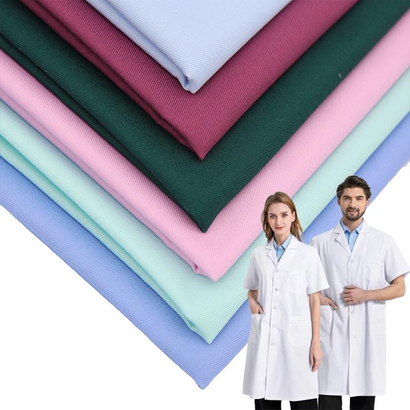 Waterproof Antibacterial Fabric TC 65/35 21*21S 108*58 Twill Fabric for Medical Surgical Doctor Nurse Uniform