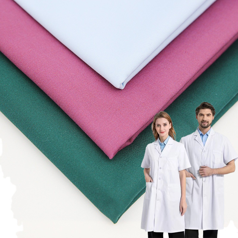 Waterproof Antibacterial Fabric TC 65/35 21*21S 108*58 Twill Fabric for Medical Surgical Doctor Nurse Uniform