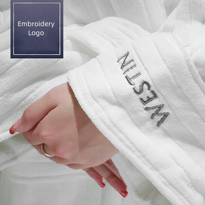 Westin hotel velvet pile terry bathrobe luxury 100% cotton thickened soft and absorbent hotel spa bathrobes white