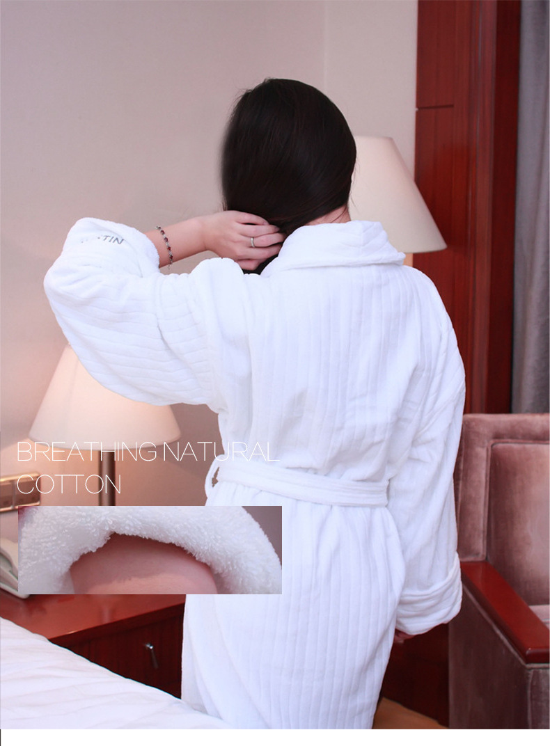 Westin hotel velvet pile terry bathrobe luxury 100% cotton thickened soft and absorbent hotel spa bathrobes white