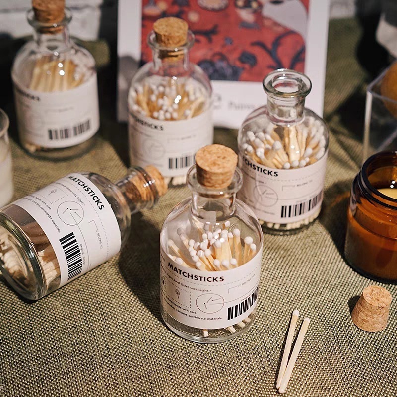 Aromatherapy candle bottled matches with souvenirs customized personalized label gift glass bottle Empty bottles