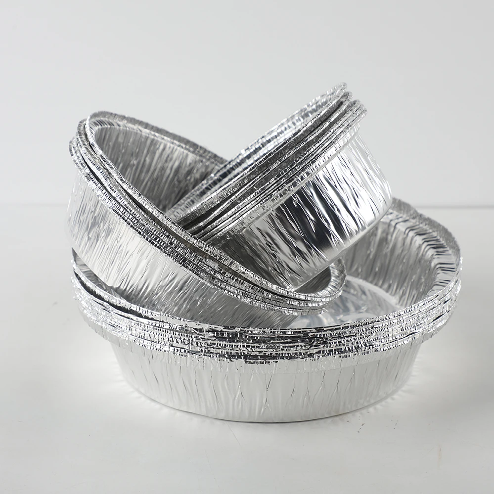 Alloy 3004 High Quality Eco Disposable Restaurant Food Aluminum round foil containers 8/9 inch Pot Pie Pan Round Foil Tray