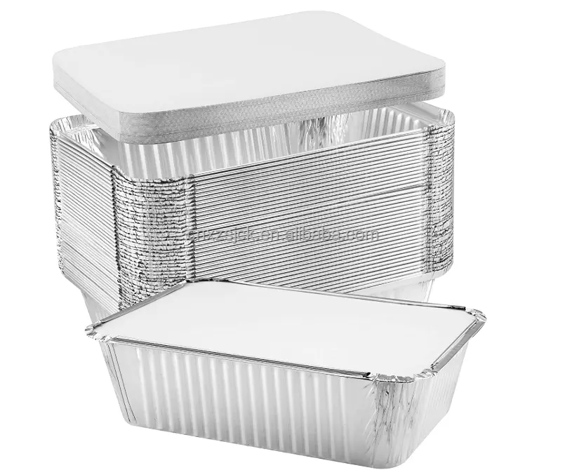 Food Grade Disposable Aluminum Foil Pan Baking Foil Tray with Plastic Lid Takeaway Aluminum Foil Container