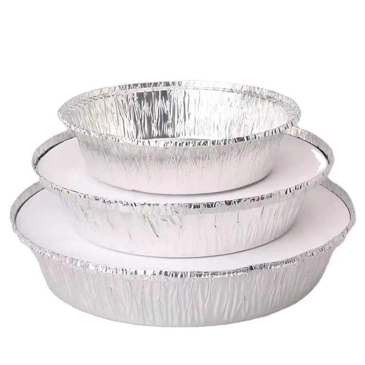 Alloy 3004 High Quality Eco Disposable Restaurant Food Aluminum round foil containers 8/9 inch Pot Pie Pan Round Foil Tray