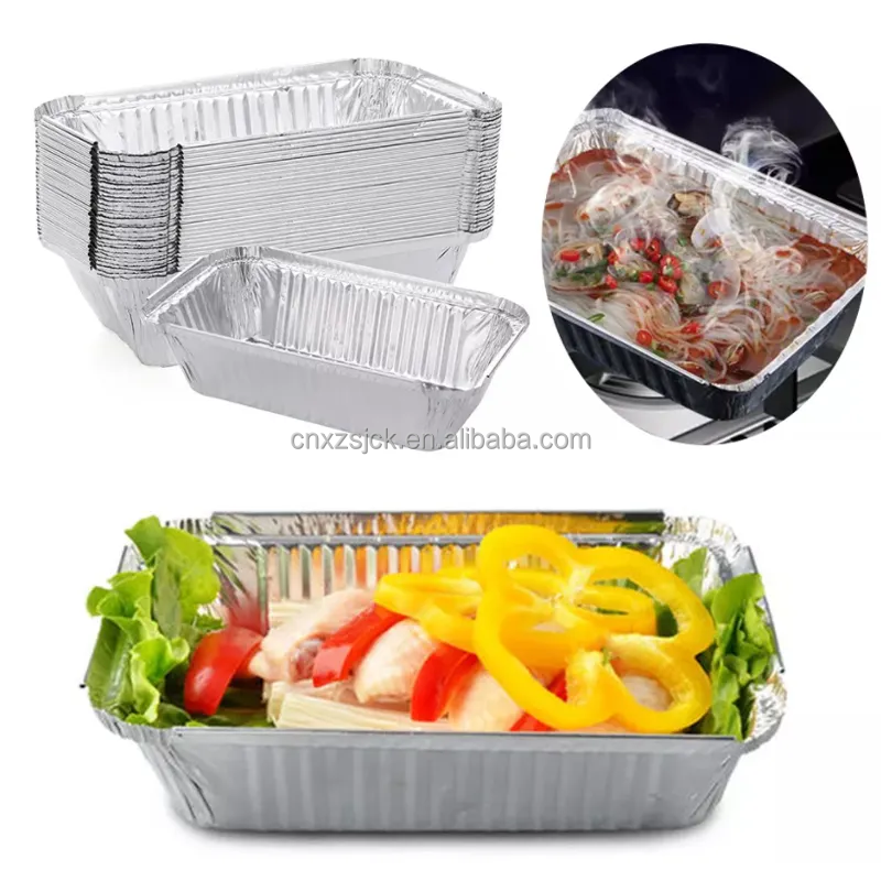 Food Grade Disposable Aluminum Foil Pan Baking Foil Tray with Plastic Lid Takeaway Aluminum Foil Container