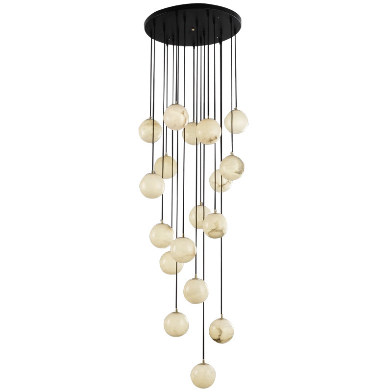 Modern Chandelier For High Ceilings Postmodern Villa Duplex Designer Living Room Staircase Brass Spanish Marble Pendant Light