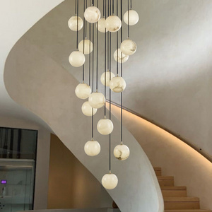 Modern Chandelier For High Ceilings Postmodern Villa Duplex Designer Living Room Staircase Brass Spanish Marble Pendant Light