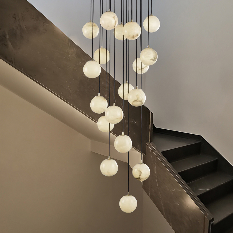 Modern Chandelier For High Ceilings Postmodern Villa Duplex Designer Living Room Staircase Brass Spanish Marble Pendant Light