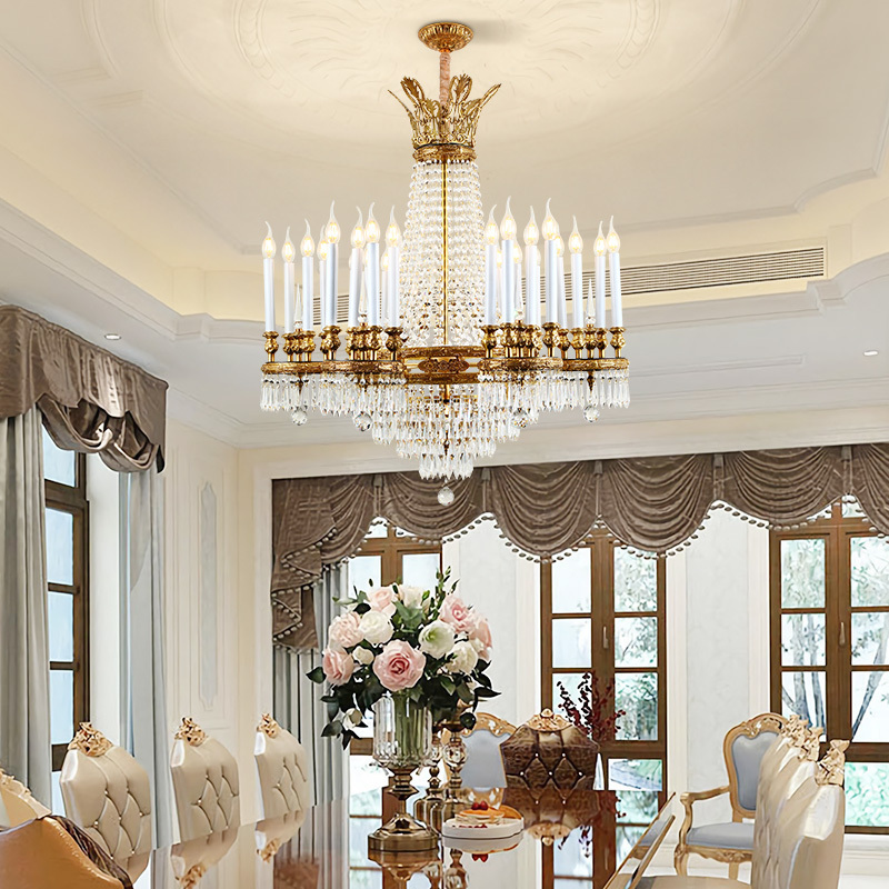 Xingzhong French Rococo Brass Palace Decoration Gold Pendant Lamps Luxury Candle Light Wedding Chandelier Crystal Lights